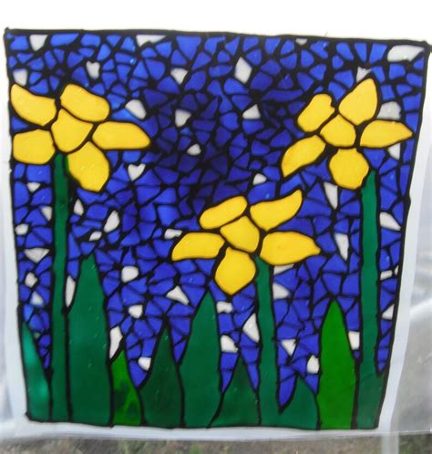 Daffodil Diamonds Stain Glass Specialized Window Cling Art Etsy