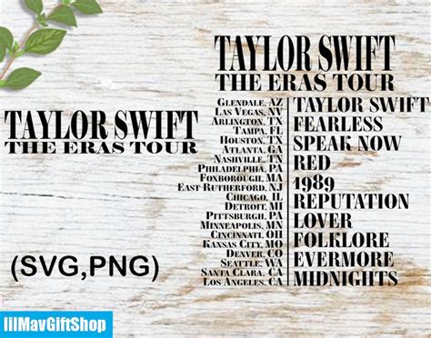 Taylor Swift The Eras Tour Svg Png Cut And Print File Cricut Etsy