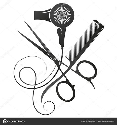 Scissors Comb Stylist Hair Dryer Symbol Beauty Salon Hairdresser