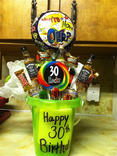 30th birthday gift basket ideas for her. 30th birthday gift bucket for my brother!! | Gift Ideas ...