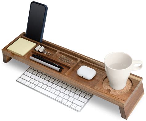 buy natural wood desk organizer multi compartment wooden organizers for home office cubicle