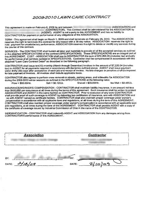 lawn care contract  printable documents