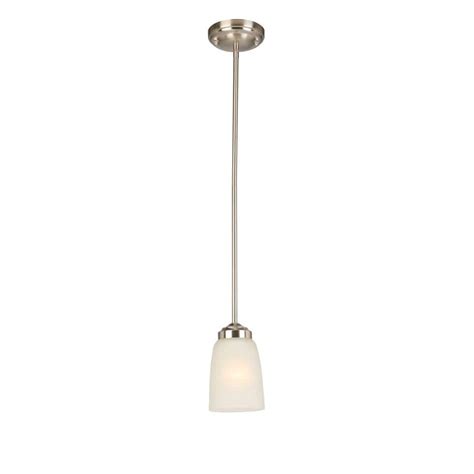Hampton Bay 1 Light Brushed Nickel Mini Pendant With Frosted Glass Shade Iut8991a 2 The Home Depot
