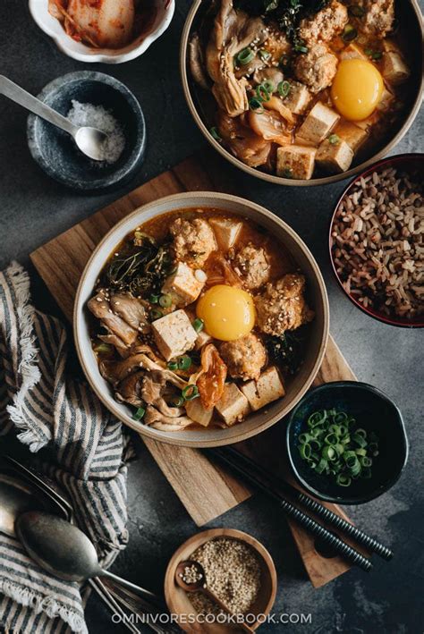 Add the kimchi juice, stock, korean red pepper powder (gochugaru), sugar, and sesame oil. Kimchi Stew with Tofu and Meatballs | Omnivore's Cookbook