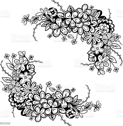 Bingkai Bunga Hitam Dan Putih Vektor Ilustrasi Stok Unduh Gambar
