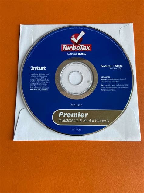 Intuit TurboTax Premier Investment For Rental Property 2007 Federal