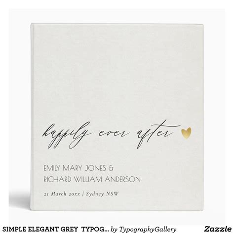 Simple Elegant Grey Typography Happily Ever After Binder Zazzle