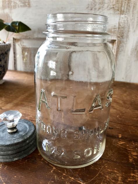 Canning Jar Atlas Vintage With Zinc Lid Atlas Mason Etsy