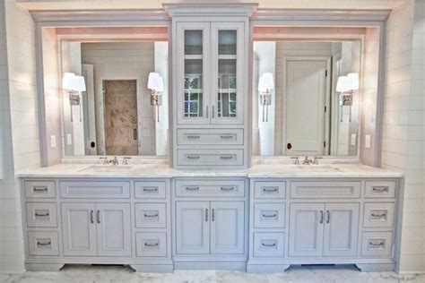 Bathroom Tower Cabinet Gorgeous Double Vanity With Center Tower For