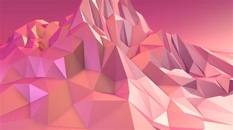 Hd Wallpaper Low Poly Pink Mountain Hd Wallpaper Artistic Abstract