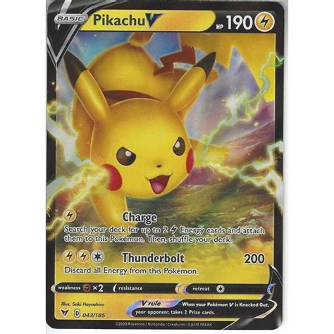 The card was given as a prize for entrants in illustration cards with this or other errors pretty much always increase the worth of a card, becomes they are harder to come by. Pokemon Trading Card Game 043/185 Pikachu V | Rare Holo V Card | SWSH-04 Vivid Voltage - Trading ...