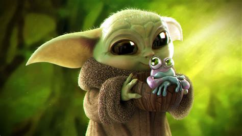 Download The Original Character Baby Yoda Cartoon Wallpaper