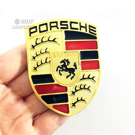 1 X Metal Gold Porsche Horse Logo Car Auto Decorative Emblem Badge