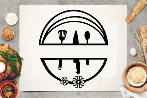 Kitchen Utensils Split Monogram Svg Graphic By Sathy95 · Creative Fabrica