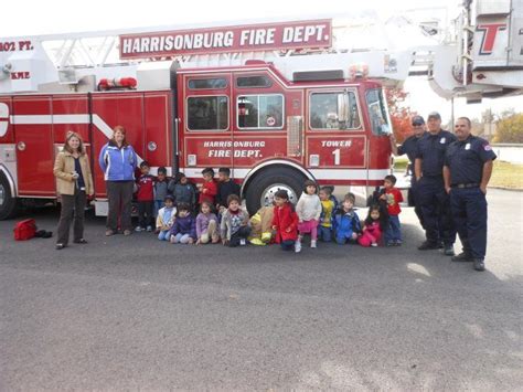 Students Visiting Firetruck At Harrisonburg Fire Dept Fire Dept Fire