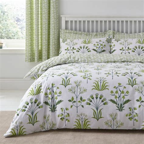 Florentina Green 100 Cotton Reversible Duvet Cover And Pillowcase Set