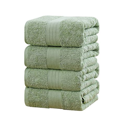 Linenland 4 Piece Cotton Bath Towels Set Sage Green