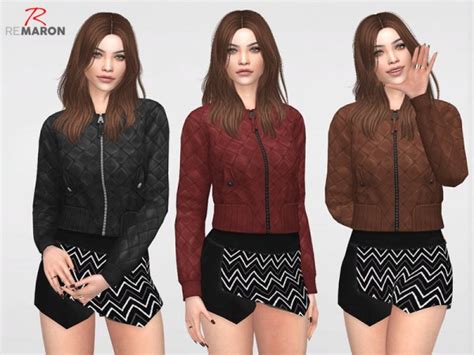 The Sims Resource Leather Jacket For Women By Remaron • Sims 4 Downloads
