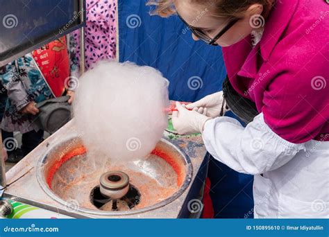 The Seller Of Cotton Candy At Work Editorial Image Image Of Creative