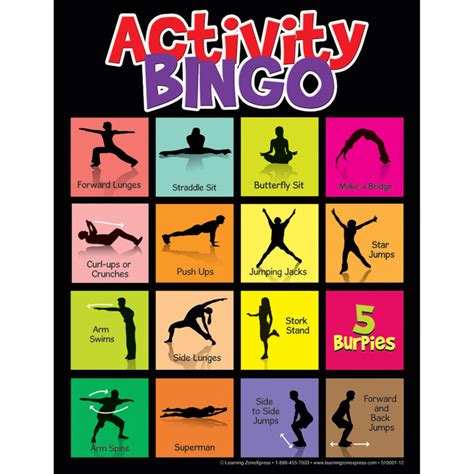 Physical Activity Bingo For Health Education Health Edco