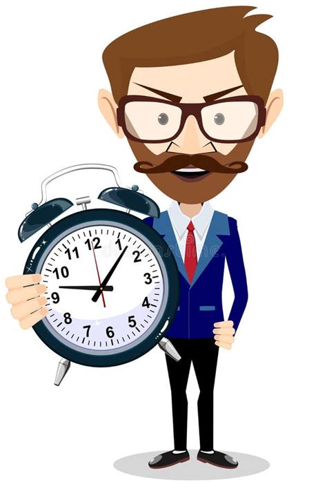 Man With An Alarm Clock Time Management Stock Vector Illustration