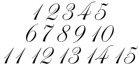 Calligraphy Numbers 1 10