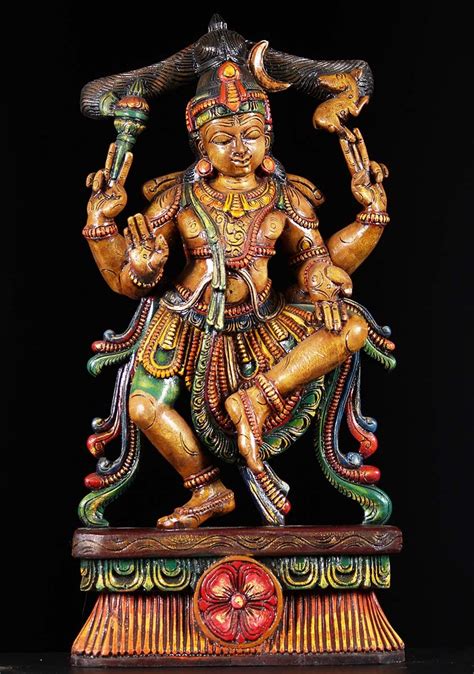 Sold Wooden Dancing Shiva Statue 30 76w19ak Hindu Gods And Buddha