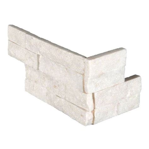 Arctic White 6x18 Stacked Stone Ledger Corner
