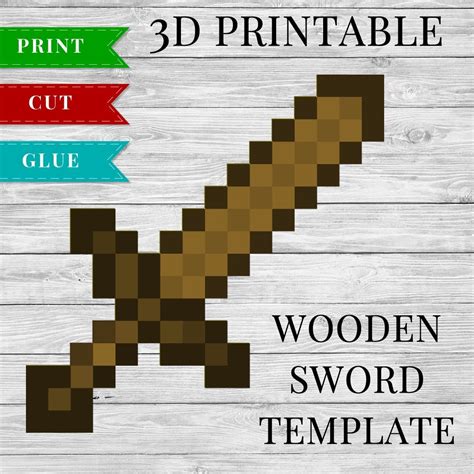 Wooden Sword Printable Minecraft Wooden Sword 3d Template Free Printable