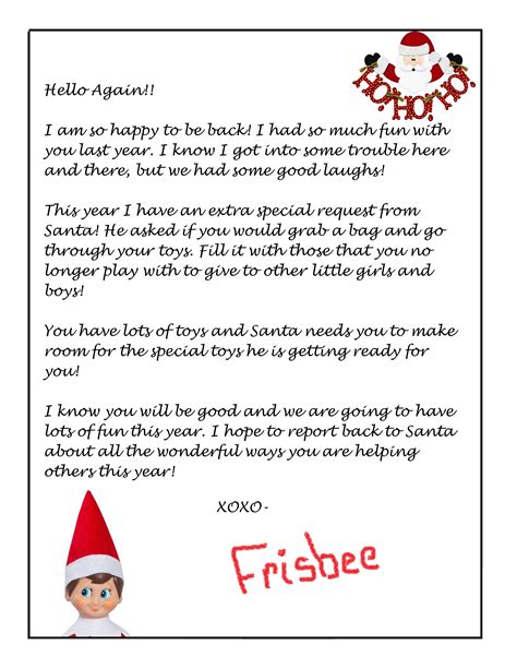 Free Printable Letter From Elf On The Shelf