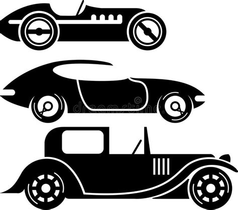 Vintage Retro Car Racing Coupe Limo Simple Vector Stock Illustrations