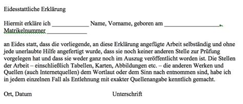 EIDESSTATTLICHE ERKLÄRUNG BACHELORARBEIT ‒ Muster & Tipps