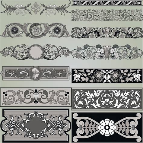 Document Decorative Elements Collection Retro Elegant Symmetric Design