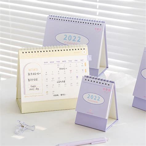 2022 Macaron Color Desk Calendar Mini Desktop Coil Calendar Table Dual