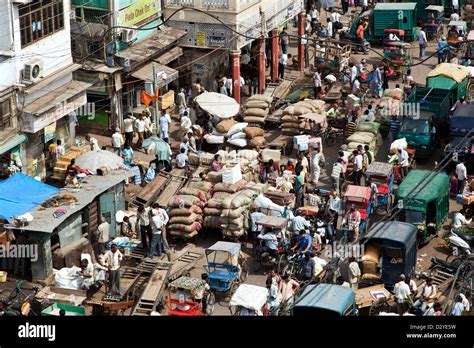 Busy Street Old Delhi India Stock Photo Alamy