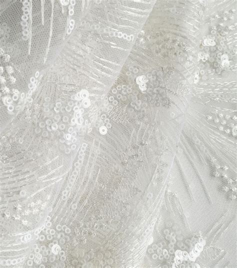 Sequin Mesh Bridal Fabric White Embellished Joann