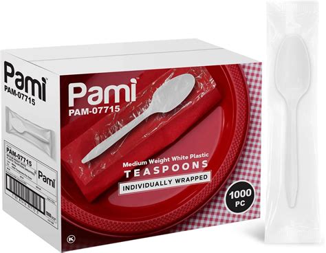 Pami Medium Weight White Disposable Plastic Teaspoons 1000
