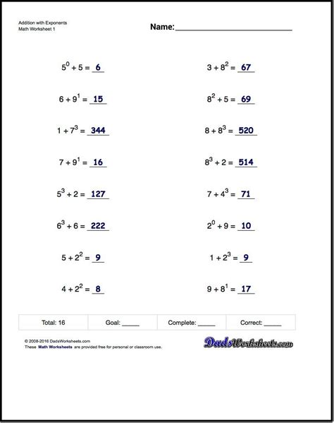 Exponents Worksheets Free Printable Exponent Worksheets Printable
