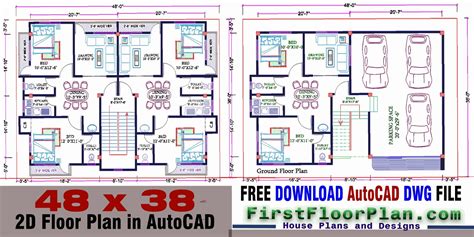 2d Floor Plan In Autocad With Dimensions 38 X 48 Dwg And Pdf File