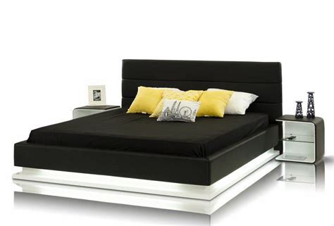 Infinity Contemporary Black Platform Bed W Lights Modern Bedroom