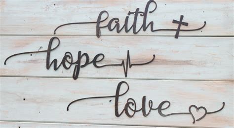 Faith Hope Love Metal Wall Art Signs