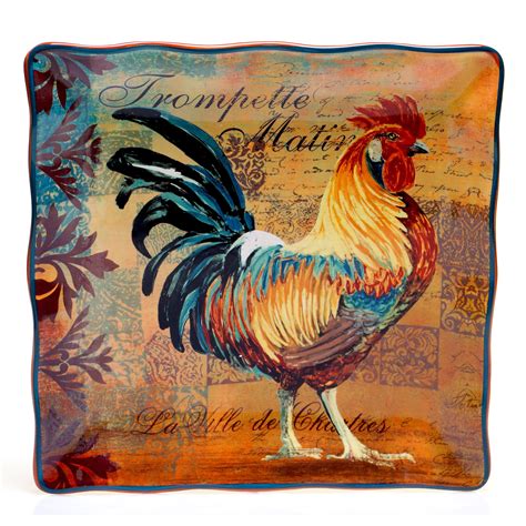Certified International Rustic Rooster Square Serving Platter Square