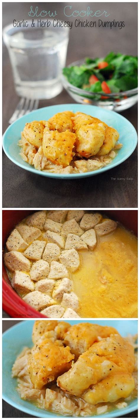 Slow Cooker Garlic Herb Cheesy Chicken Dumplings Recipes Cooking