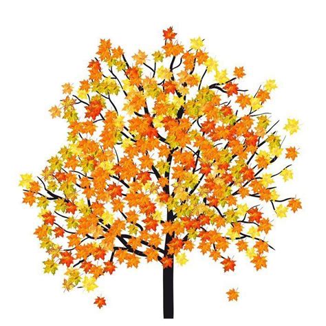 An Autumn Tree With Orange And Yellow Leaves In The Shape Of A Leaf On
