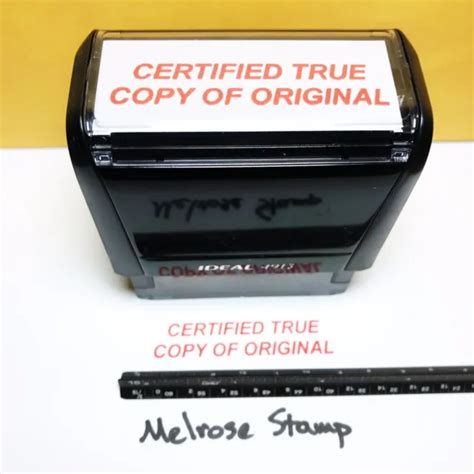 Certified True Copy Of Original Rubber Stamp Red Ink Self Inking Ideal