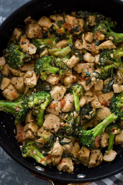 15 Minute Keto Garlic Chicken With Broccoli And Spinach Gimme Delicious