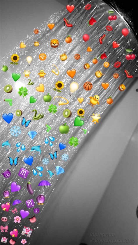 Click image to get full resolution. Aesthetic Rainbow Emoji Shower Wallpaper | Emoji wallpaper ...
