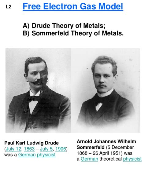 A Drude Theory Of Metals B Sommerfeld Theory Of Metals July 12 1863