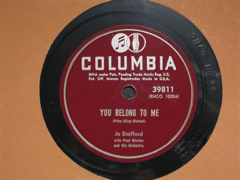 You Belong To Me Jo Stafford With Paul Weston And His Orchestra