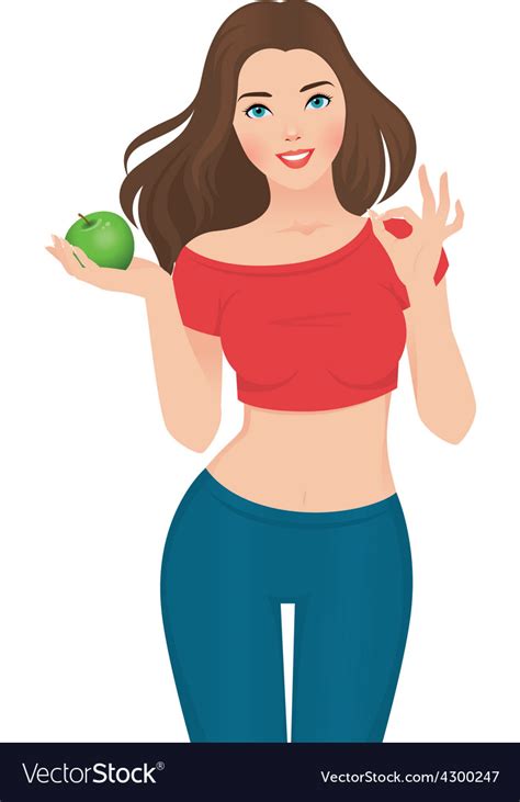 Beautiful Slim Girl On A Diet Royalty Free Vector Image
